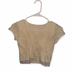 Women's Pastel Yellow Lace Crop Top